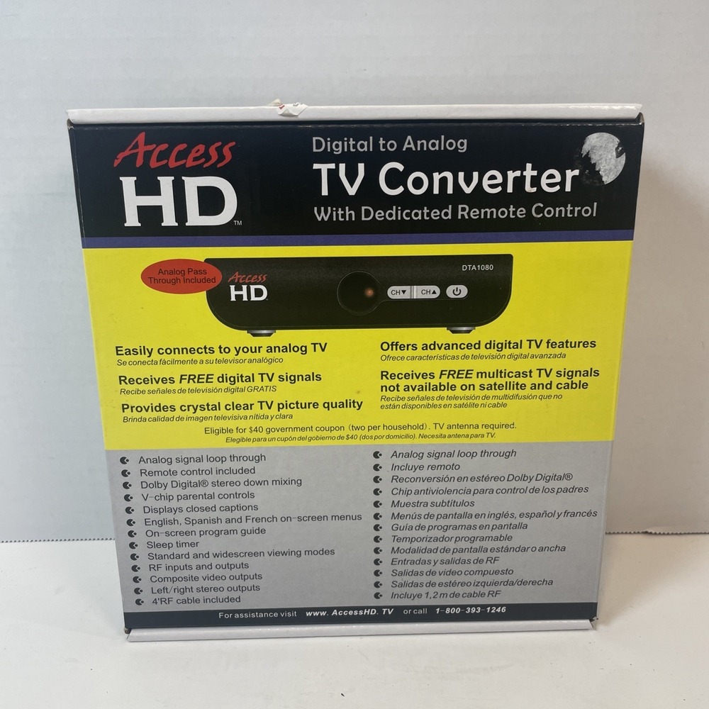 Access HD TV Converter Unisex OS Black DTA1080D Digital to Analog Remote Control